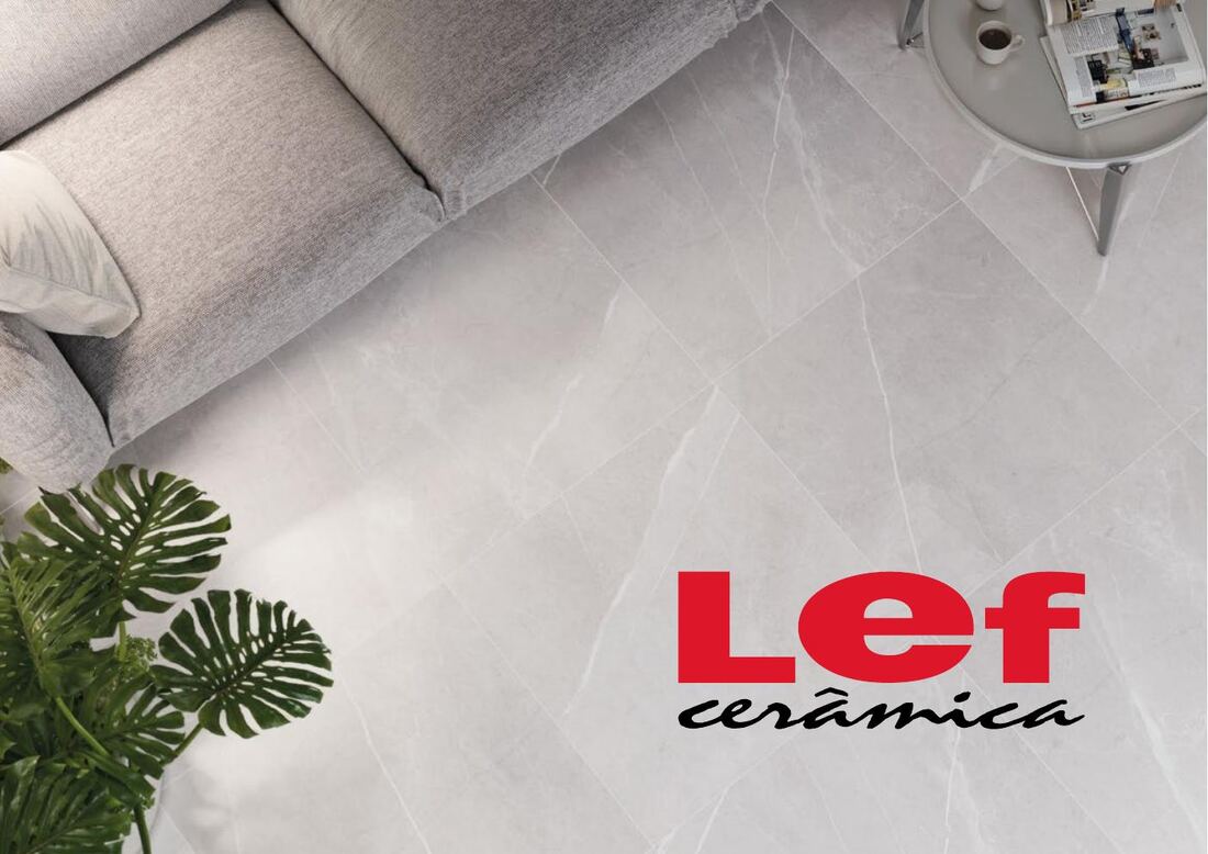 Piso de cerâmica retificada LEF em sala de estar